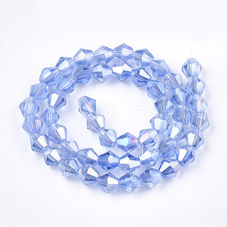 Electroplate Glass Beads Strands X-EGLA-Q118-6mm-B04-1