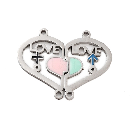 Valentine's Day 304 Stainless Steel Enamel Girll Boy Connector Charms STAS-Z078-15P-1