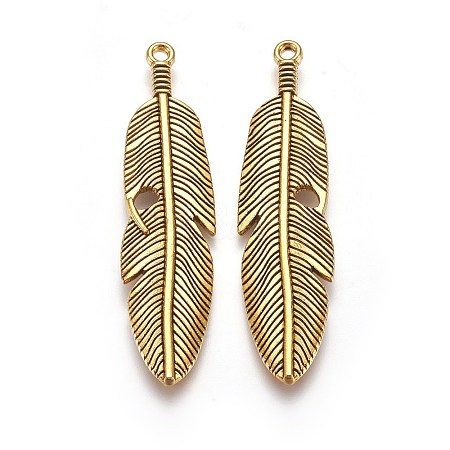 Tibetan Style Alloy Feather Big Pendants LS-TIBEP-A12720-AG-RS-1