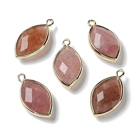 Natural Strawberry Quartz Pendants G-B009-01G-Z-1