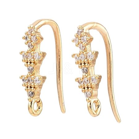 Brass Micro Pave Clear Cubic Zirconia Triangle Earring Hooks KK-A274-12G-1