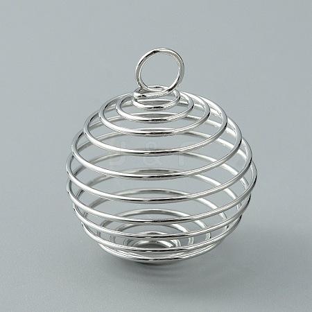 Carbon Steel Spiral Bead Cage Pendants IFIN-WH0027-47C-P-1