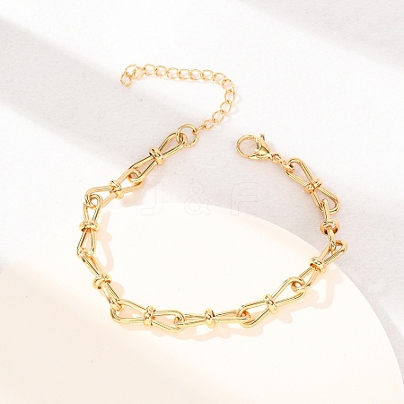 304 Stainless Steel Bowknot Link Chain Bracelets for Women BJEW-F529-08G-1