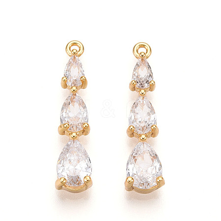 Brass Micro Pave Cubic Zirconia Pendants X-KK-N261-118C-G-1