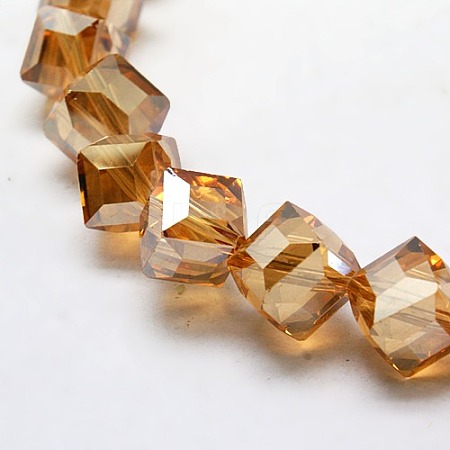 Pearlized Crystal Glass Cube Beads Strands EGLA-F023-A01-1