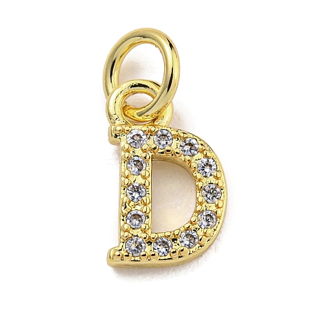Initial Letter Brass with Cubic Zirconia Charms KK-Q814-26D-G-1