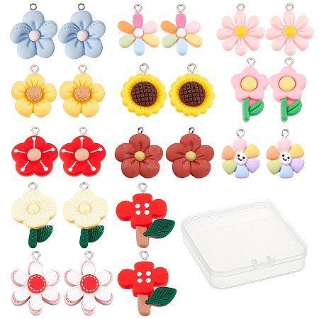 SUNNYCLUE 24Pcs 12 Style Resin Pendants RESI-SC0002-20-1