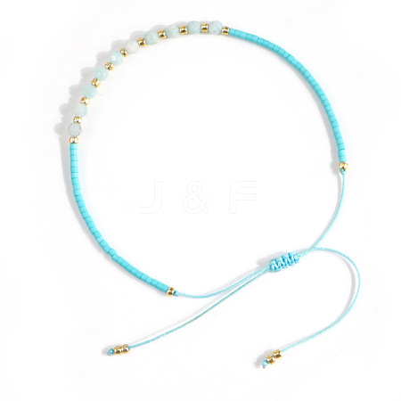 Elegant Natural Gemstone & Glass Seed Round Beads Braided Beaded Bracelets for Women HW1161-1-1