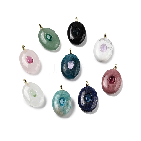Natural Mixed Stone & Cubic Zirconia Pendants G-Z076-01G-1