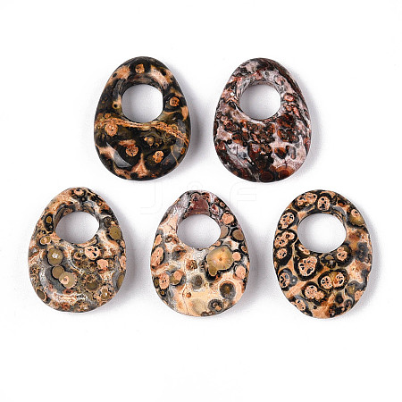 Natural Leopard Skin Jasper Large Hole Pendants G-N348-06A-02-1