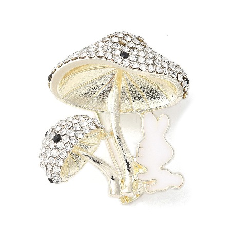 Mushroom & Rabbit Alloy Rhinestone Brooches for Backpack Clothes JEWB-F038-05LG-1