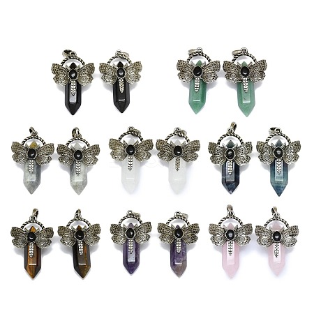 Natural Mixed Stone Faceted Pointed Bullet Big Pendants G-Q165-01AS-1