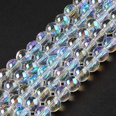 Transparent Electroplate Glass Beads Strands X-EGLA-I015-01B-1