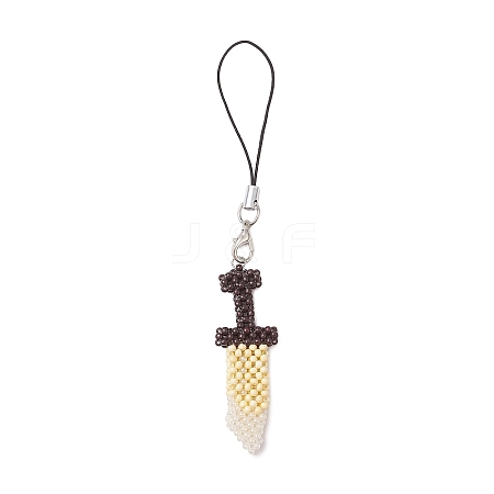 Broadsword Glass Seed Beaded Pendant Decorations HJEW-MZ00176-1