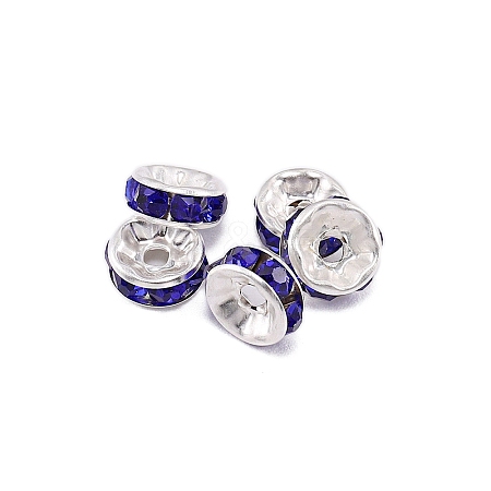 Rondelle Brass Rhinestone Spacer Beads FS-WG29681-52-1