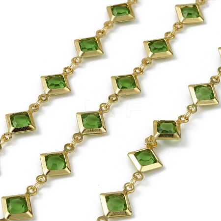 Brass Glass Rhombus Link Chains CHC-R001-05G-03-1