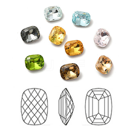 Faceted K9 Glass Rhinestone Cabochons GGLA-R042-01B-1