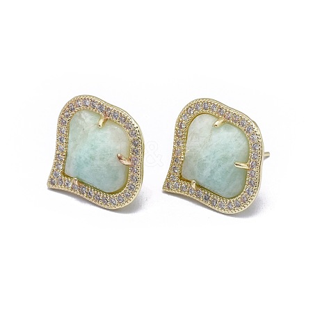 Natural Amazonite Stud Earrings EJEW-L228-07B-G-1