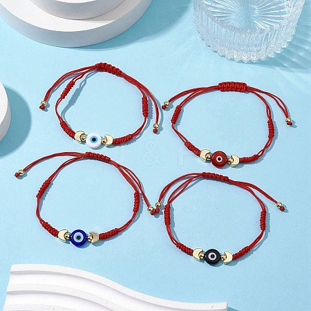 Adjustable Lanmpword Evil Eye Braided Bead Bracelet BJEW-JB11062-1