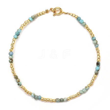 Synthetic Turquoise & Glass Seed Bead Beaded Bracelets for Women GO0506-6-1