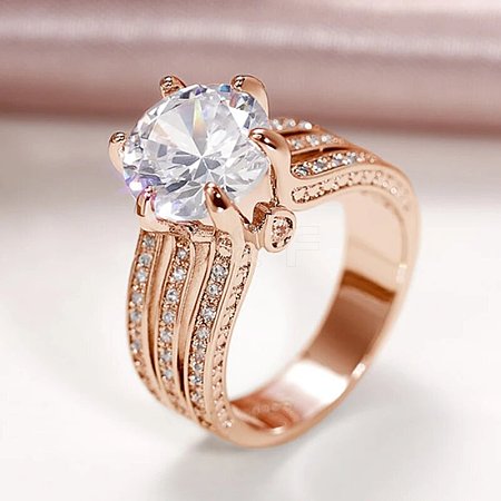 Brass Micro Pave Cubic Zirconia Finger Rings for Women FS-WGB56BB-16-1