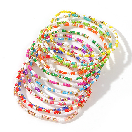 Summer Colorful Glass Seed Beaded Stretch Bracelet Sets XT3323-1