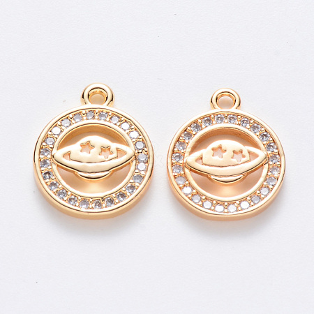 Brass Micro Pave Cubic Zirconia Charms KK-T049-046G-NF-1