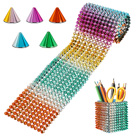 AHADERMAKER 12-Row Resin Spike Stud Cone Flatback Punk Rock Trim Mesh Bead Craft FIND-GA0003-72B-1