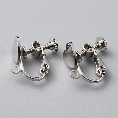 Heart Brass Clip-on Earring Findings KK-TAC0005-03P-1