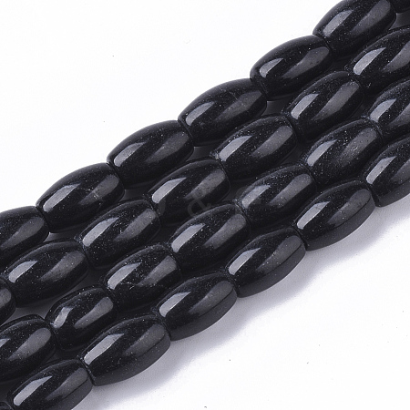 Natural Black Stone Beads Strands G-S364-042-1