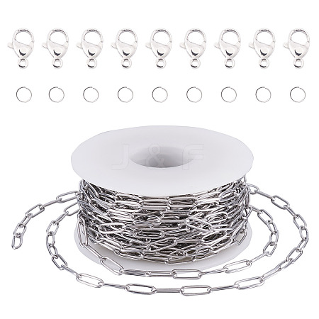 304 Stainless Steel Paperclip Chains Bracelet Necklace DIY Making Kit DIY-TA0009-67-1