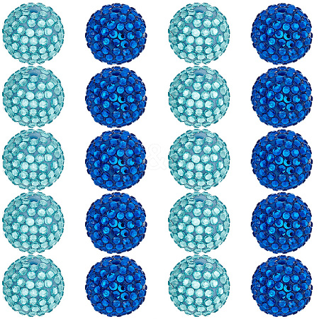40Pcs 2 Colors Transparent Resin Rhinestone Graduated Beads RESI-PA0001-29-1