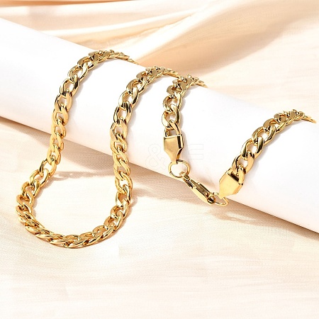 6MM 304 Stainless Steel Cuban Link Chain Necklaces for Women Men NJEW-B134-01A-G-1