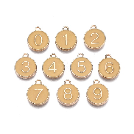 Light Gold Plated Alloy Enamel Charms ENAM-T010-07G-1