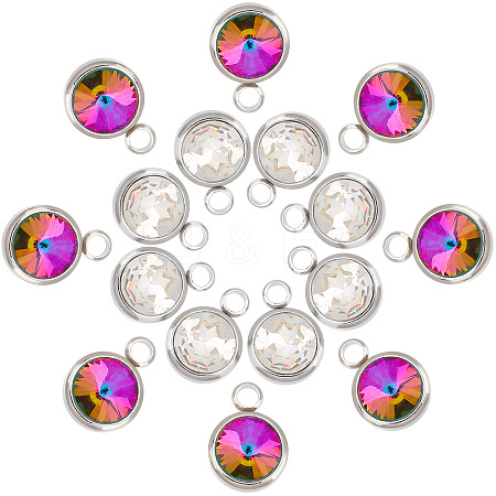 16Pcs 2 Color Glass Charms GLAA-DC0001-02-1