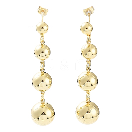 Brass Round Ball Dangle Stud Earrings for Women EJEW-D086-03G-1