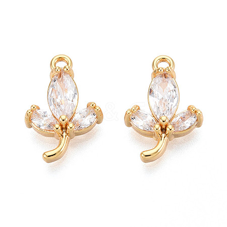 Brass Micro Pave Cubic Zirconia Pendants KK-N263-66G-1