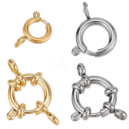 GOMAKERER 8Pcs 4 Styles 304 Stainless Steel Spring Ring Clasps STAS-GO0001-17-1