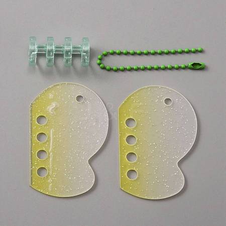 Gradient Glitter Plastic Loose Leaf DIY Disc Keychain ZXFQ-WH0001-05-1