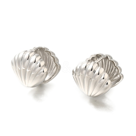 Rack Plating Shell Shape Brass Hoop Earrings EJEW-H016-34P-1