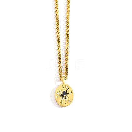 Golden Titanium Steel Pendant Necklace PW-WG7F300-02-1