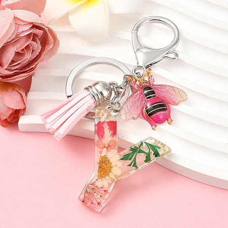 Resin & Acrylic & Faux Suede Tassel Keychain KEYC-YW00125-25-1