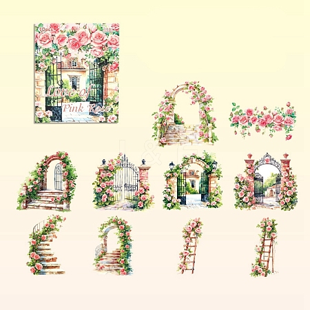 10Pcs 10 Styles Garden Series Waterproof PET Stickers DIY-G121-06C-1