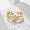 Oval Brass Micro Pave Clear Cubic Zirconia Cuff Finger Rings RJEW-C120-10G-2