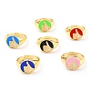 Adjustable Real 18K Gold Plated Brass Enamel Finger Ringss RJEW-L071-26G-1