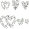 Fingerinspire 6Pcs 6 Style Heart Glitter Hotfix Rhinestone DIY-FG0002-28-1