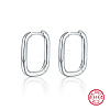 Anti-Tarnish Rectangle Rhodium Plated 925 Sterling Silver Hoop Earrings IL6021-3-1