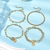 4Pcs 4 Styles 304 Stainless Steel & Brass Chain Bracelets BJEW-JB11022-2