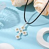 Handmade Glass Seed Beads and Glass Pearl Round Pendants Necklaces NJEW-MZ00058-01-2