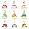 Cotton Macrame Rainbow Keychain HJEW-YW00007-01-2